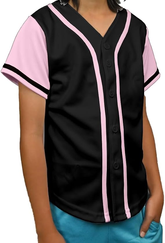 Kids Baseball Jersey Button Down Premium Hip Hop T Shirts Uniform