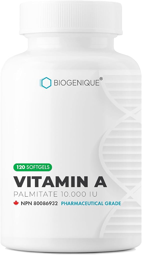 Biogenique Vitamin A - 120 Softgels 10,000 IU - Helps Support Eye, Skin Health and Immune System - 4 Months Supply Vitamin A Supplement Made in Canada, Non-GMO