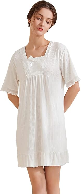 Victorian Princess Style Cotton Nightgown for Women Vintage Palace Sleepwear