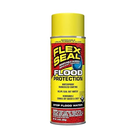 Flex Seal Spray Flood Protection, 10 oz, 1-Pack, Waterproof Rubberized Coating, Removable, Use on Door Tracks, Seams, Sills, Small Openings, Corners, and Irregular Shapes and More