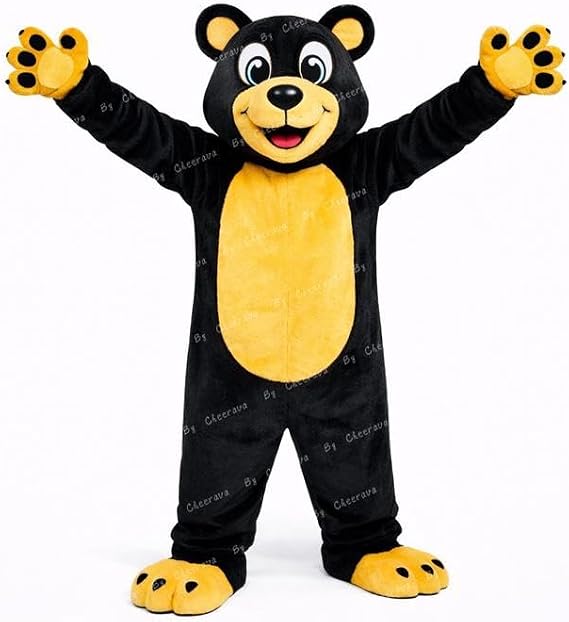 Bear Mascot Costume for Adults Cute Black Bear Mascot for Games, School Events & Parties