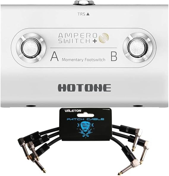 Hotone Ampero Switch+ FS-2 Dual Foot Switch and Valeton 3-Pack 6in. Patch Cables For Guitar Effect Pedals (VPC-3) bundle
