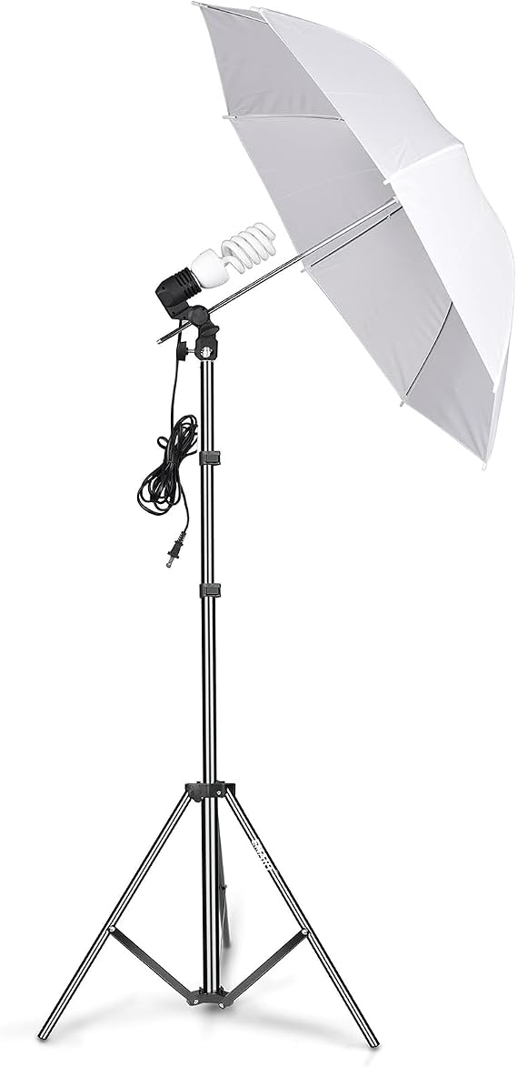 EMART Photography Umbrella, 400W 5500K Lighting kit for Vedio, Studio 1Pack | 33" Reflective Photography Umbrella with Stand & 45W E26/E27 Spiral Light Bulbs, Continuous Photo Lights for Video Lighting