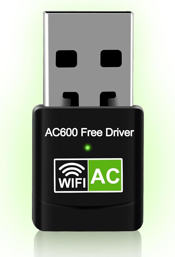 AC600 USB WiFi Adapter for Desktop PC, Driver Free Wireless Network Adapter for Laptop, 5G/2.4G Dual Band High Speed Mini WiFi Dongle Stick, Compatible with Windows 11/10/8.1/8/7/XP/Vista