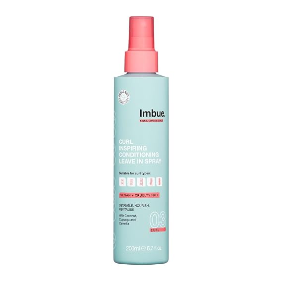 Imbue Leave-In Conditioning Spray for Curly Hair, 6.7 fl oz, Coconut Oil - Frizz Control, Leave in Conditioner for Dry, Damaged Curls, Curly Girl Compliant, Vegan