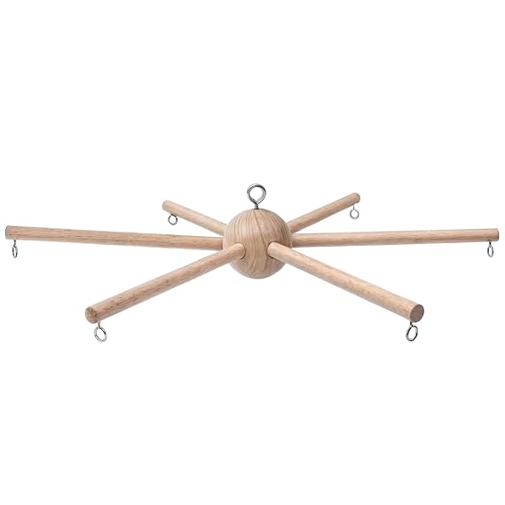 Baby Mobile Kit Frame DIY for Crib Decorative Natural Wooden Wind Chime Equipment Hanger for Infant Boy Girl Home Nursery Creative Craft Wall Balcony Hanging Toy Bell Accessories Bedroom Ceiling Decor