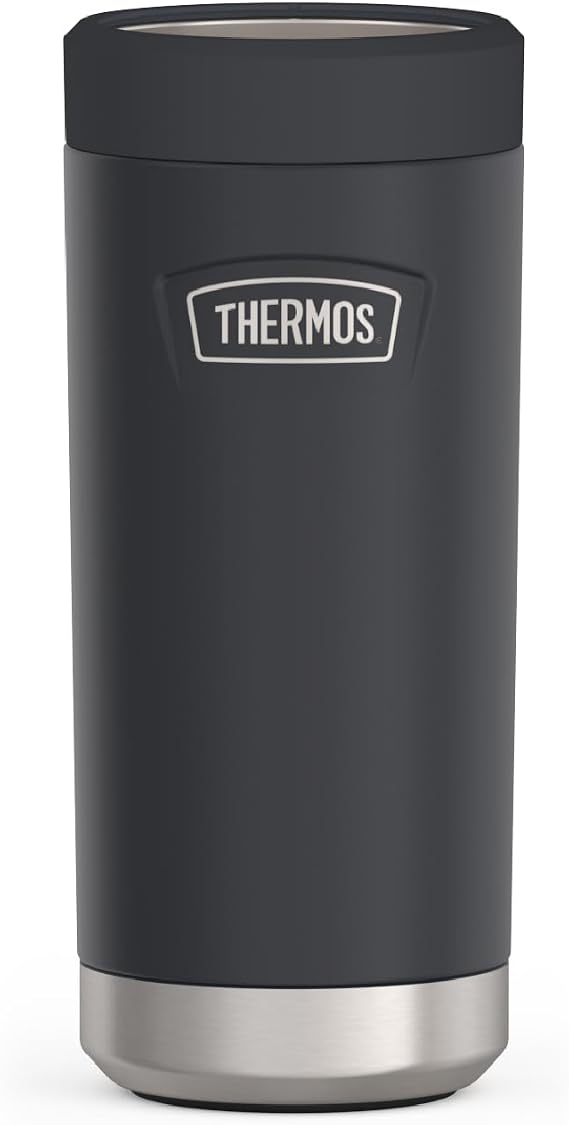 THERMOS ICON SERIES, Slim Beverage Can Insulator - 12 Ounce, Granite - Vacuum Insulated Stainless Steel