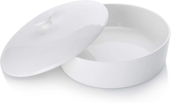 Sweese Ceramic Tortilla Warmer - Holds 12 Tortillas, Microwave & Oven Compatible, Elegant White Tortilla Holder with Lid for Taco Nights, Pancakes, Waffles - Durable & Easy to Clean