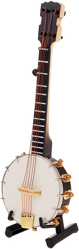 1/6 Scale Metal Banjo Musical Instrument with Storage Case