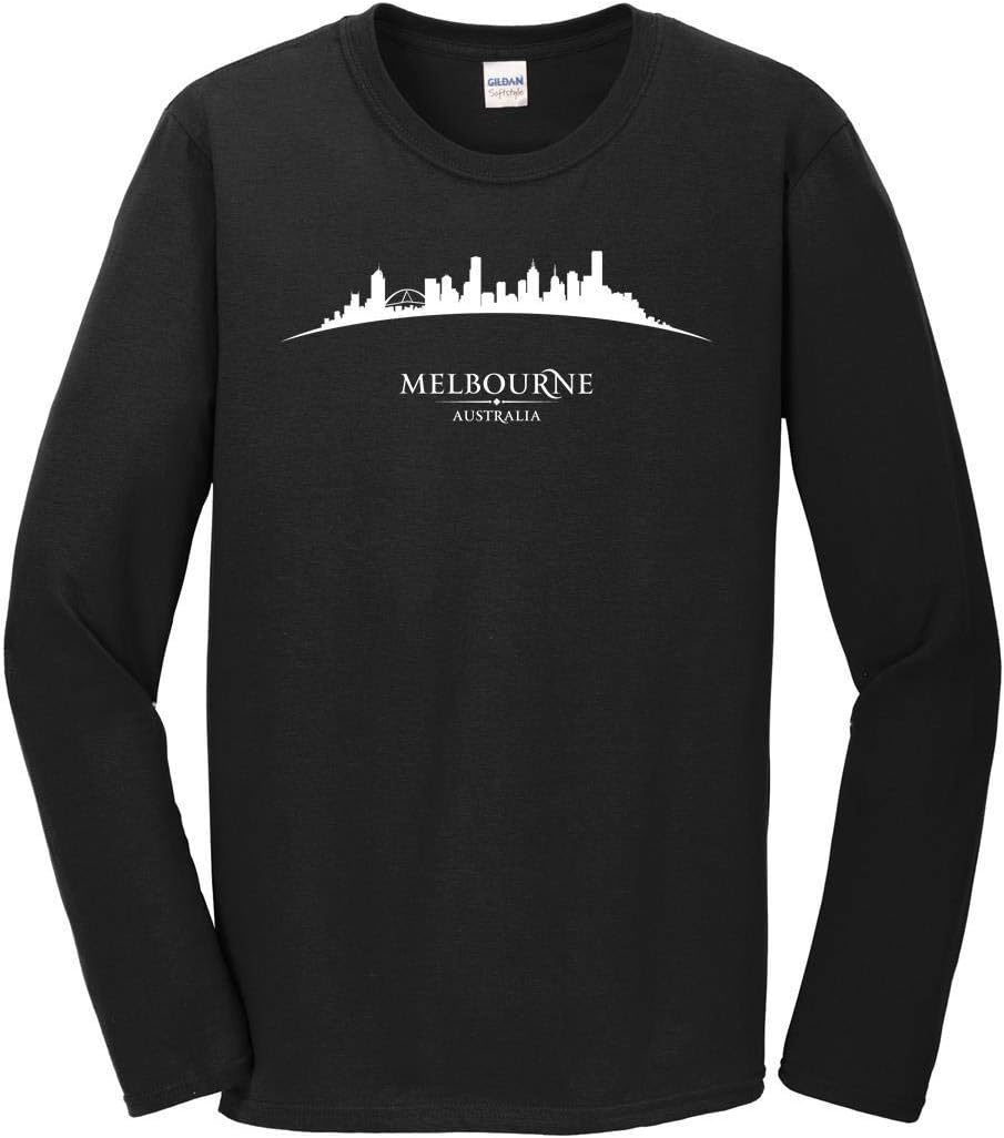 Men's Melbourne Shirt - Melbourne Australia Cityscape Skyline Long Sleeve T-Shirt