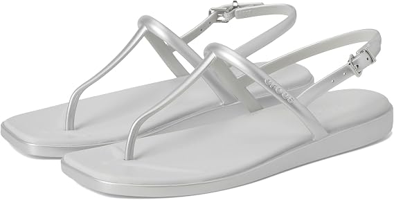 Crocs Women's Miami Thong Sandal, Flat, Silver, 10