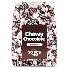 Chewy Chocolate Midgees Candy 1 LB Bulk Bag (~70 Pcs) Individually Wrapped Gluten-Free Candy for Parties, Kids, Office, Holidays & Classroom Treats