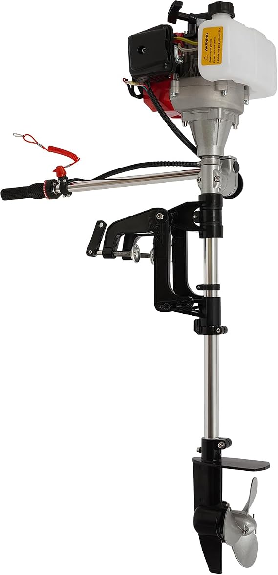 2-Stroke 2.3HP Outboard Motor, 52CC Gas-Powered Outboard Motor Fishing Boat Engine Manual Pull Start Marine Inflatable Fishing Boat Outboard Engine Motor for Inflatable Fishing Boats Yachts