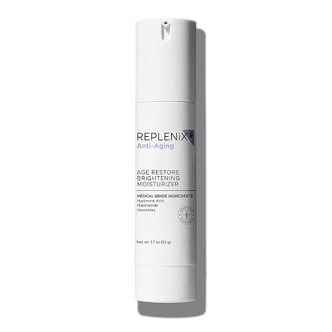 Replenix Age Restore Brightening Face Moisturizer with Hyaluronic Acid, Niacinamide & Ceramides, Medical-Grade Oil-Free Facial Cream for Mature Skin (1.7 oz)