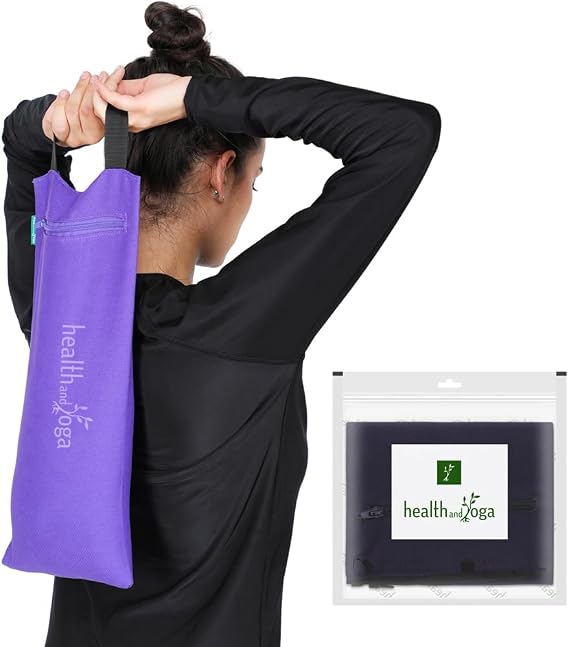 HealthAndYoga(TM) Yoga Sand Bags - Double Bag with Inner Waterproof Bag - Prop for Adding Weight and Support (Blue)