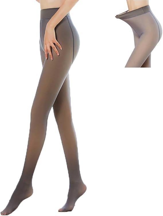 Heat Tech Leggings, Translucent Pantyhose For Women, Women Fleece Lined Tights High Waisted Thermal Pantyhose