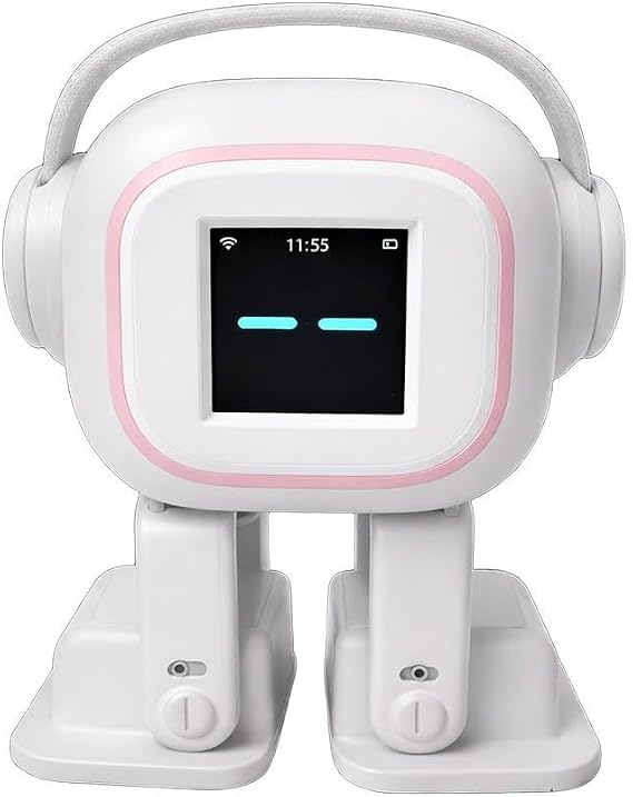 AI Chatbot Robot with Emotional Interaction, Singing & Dancing, Voice Control, Expressive Emojis, Customizable Companion for All Ages, ABS Material (Black & White) (White)