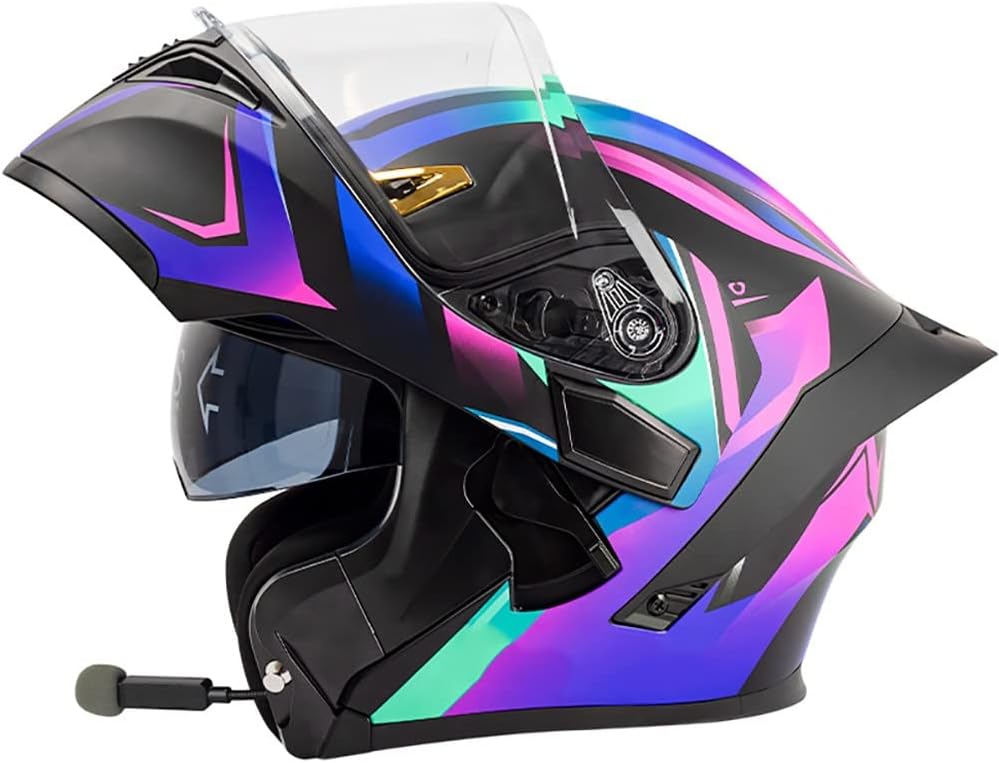 Motorcycle Helmet with Intercom Built In Bluetooth Flip-up Motorcycle Modular Helmet Anti-fog Dual Visor Casco para Motocicleta Bluetooth Bilt Helmet DOT ECE Approved