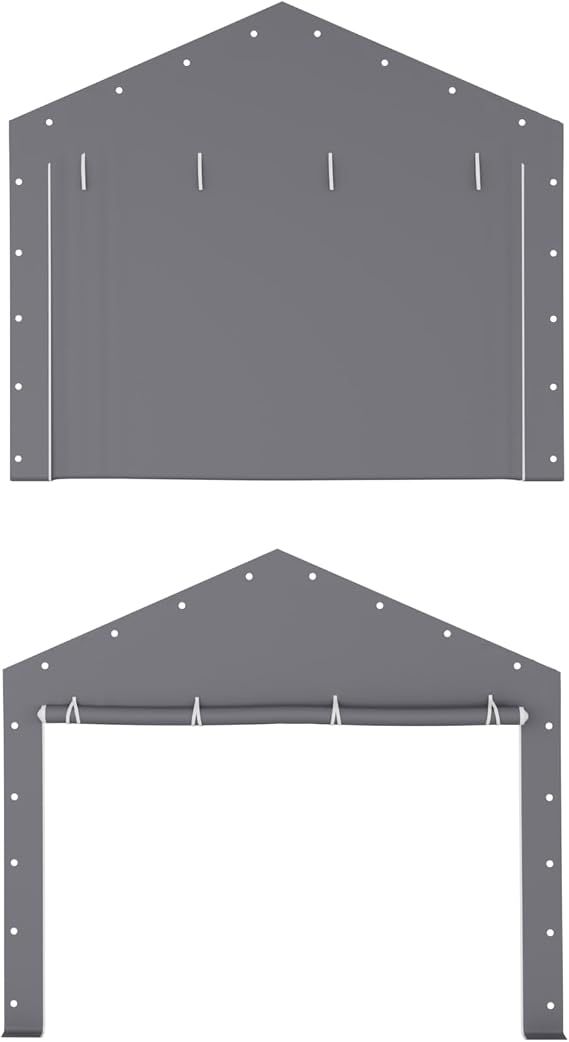 Carport Replacement Zipper Door for Portable Garage - 180G PE Fabric, Compatible with 13'x25' Frames - Gray (Frame Not Included)