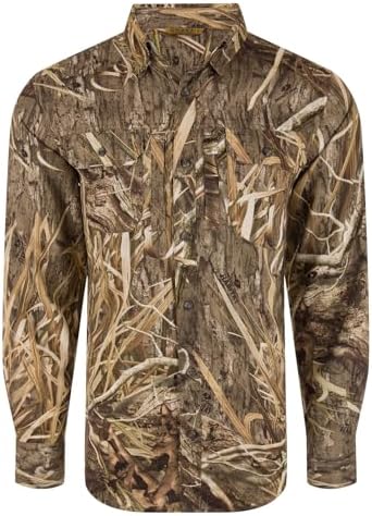 Drake Waterfowl Men's EST Wingshooter Trey Moisture-Wicking Stretchy Long Sleeve Hunting Shirt with UPF 30 Sun Protection