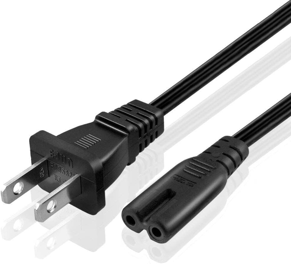 UL Listed TV Power Cord 6Ft Cable Compatible with Samsung LG TCL 2 Prong AC Wall Plug 2-Slot LED LCD for Insignia Sharp Toshiba JVC Electronics Power Supply Cable Replacement