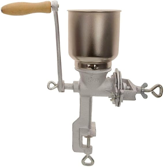 Tall Cast Iron Mill grinder hand crank manual grains oats corn wheat coffee nuts