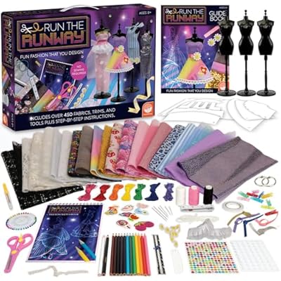 MindWare Fashion Designer Kits Ages 8 Run The Runway DIY Craft Kit for Girls - Creative Learning Activity for Kids - Design Dresses