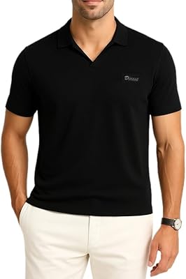 VPG Polo Shirts for Men, Short Sleeve Knit V Neck Stretch Casual Golf Shirts