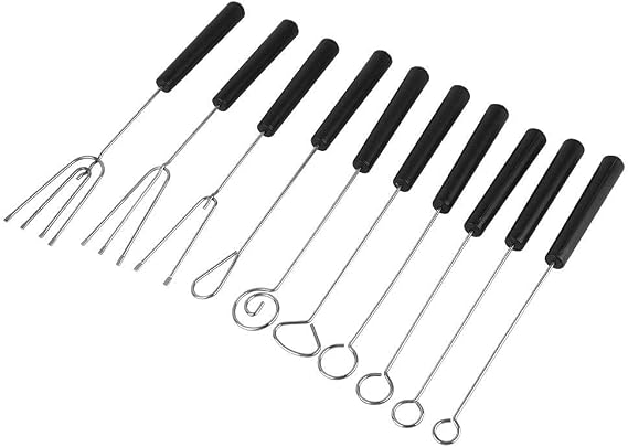 Set of 10 Stainless Steel Split Chocolate Forks Hot Pot DIY Decorative Tools Pralines and Truffel