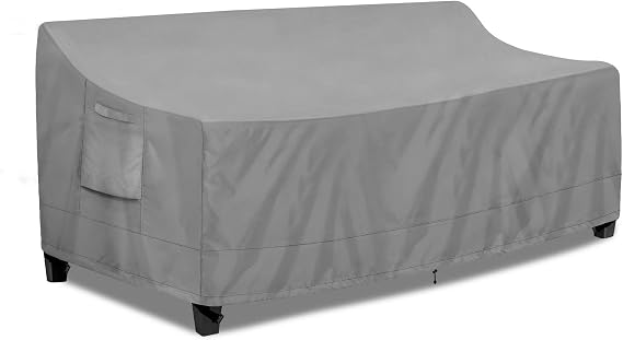 PureFit Outdoor Couch Cover Waterproof Patio Sofa Furniture Covers 3-Seater | Heavy Duty Outdoor Lawn Furniture Covers with Air Vent, Handles & Adjustable Bottom, 78W x 35D x 35H Inches, Gray