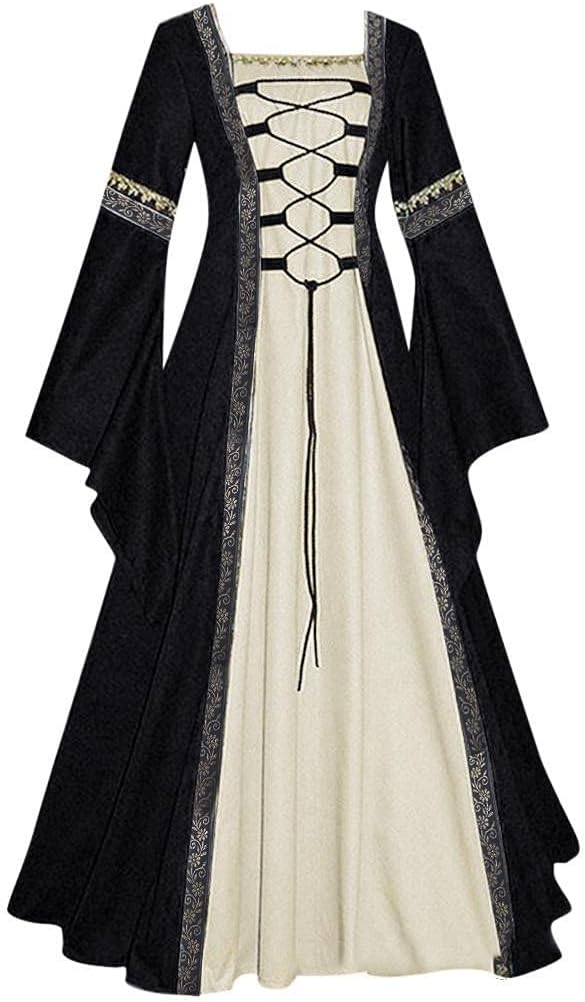 Womens Gothic Victorian Renaissance Medieval Skirt Halloween Irish Dress Costumes Retro Gown Lolita Princess Dress Plus Size
