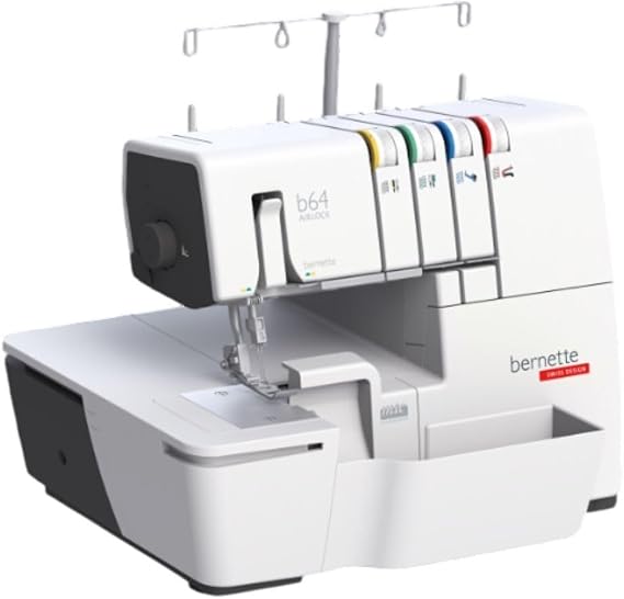 Bernette B64 Airlock Overlocker Sewing Machine | Automatic Air Threader, LED Light, Micro Thread Control, Heavy Duty Serger Quilting & Embroidery, Table
