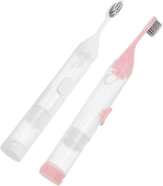 Portable Mini Toothbrush and Built-in Toothpaste Container Folding Travel Toothbrush 2pcs with Soft Bristles Plastic Case Effective Cleaning and Oral for Gym Bag and Hiking