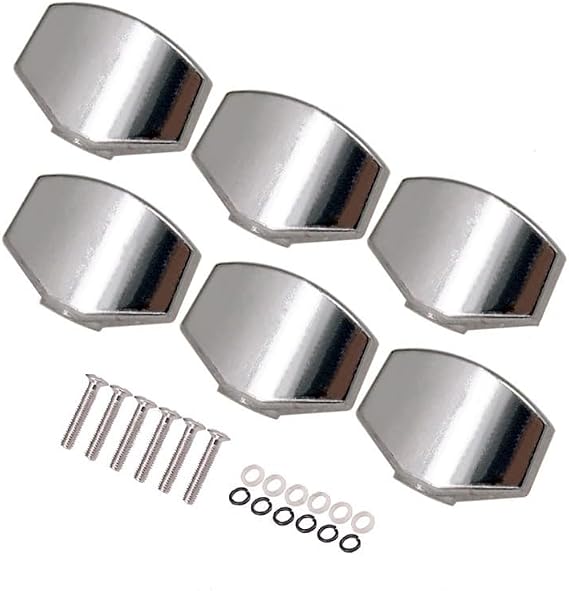 6 Pack Guitar Tuning Pegs Knob Replacement Polished Chrome Guitar Machine Heads Knobs Grip Buttons for Guitar String Tuning Pegs Guitar Locking Tuner Electric or Acoustic Guitar Tuning Keys