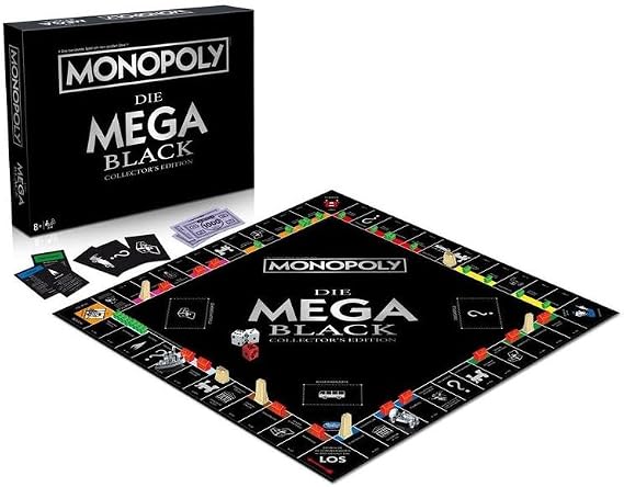 Winning Moves Monopoly - Mega Black Edition - Gesellschaftsspiel für Erwachsene und Kinder - 2-6 Spieler - Alter 8+
