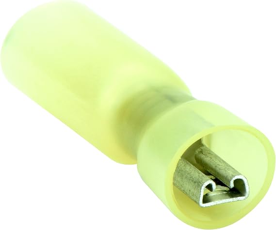 QDHSIF-110Y25 Full Insulated Heat Shrink Quick Disconnect Terminal Female 25 Pack (0.110", Yellow 12-10 Gauge)