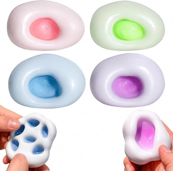 4 Pieces Grape Stress Ball Grape Stress Ball Bead Stress Ball Small Bead Squeeze Ball Toy Anti-Stress Toy Balls for Kneading, Squeezing & Relaxing