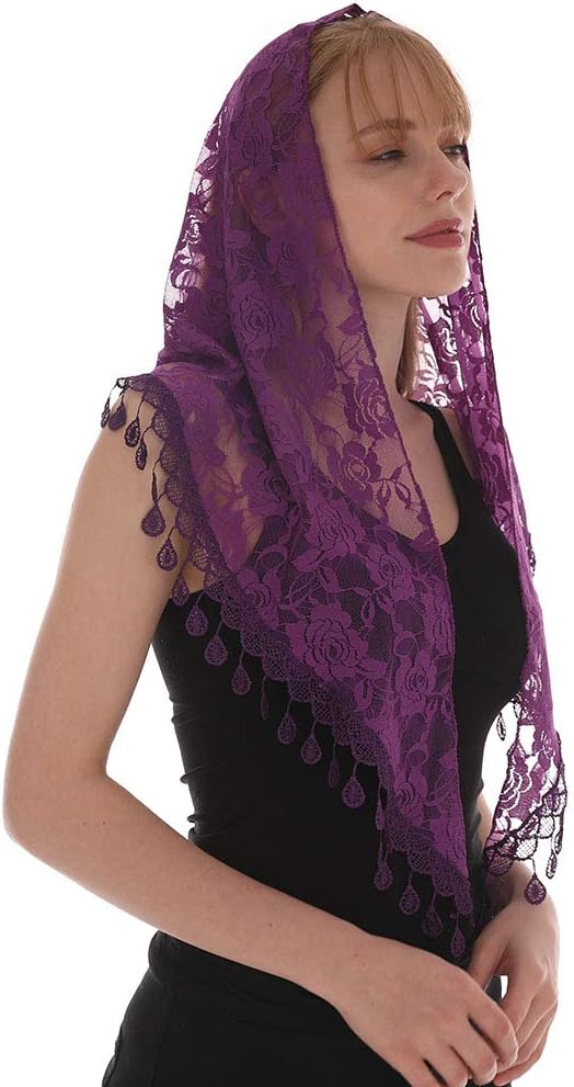 LMVERNA Lace Infinity Veil Mantilla Catholic Church Head Covering Latin Mass
