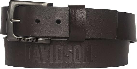 Harley-Davidson Men's Vintage Race Genuine Leather Belt - Antique Nickel