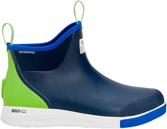 XTRATUF Mens Fishing Rain Watertight Anglers Breathable Mesh Chevron Pull Tabs Ankle Deck Sport Boots, Blue, 11