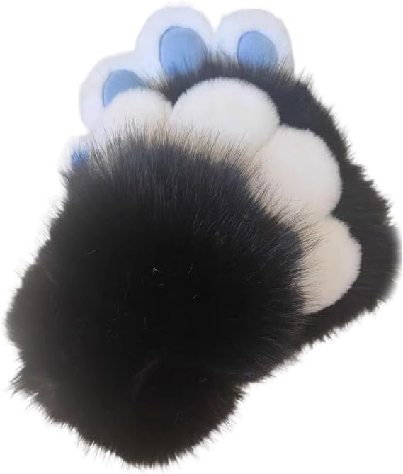 Therians Claw Gloves with Plush Paws – Furry Animal Mittens for Halloween Cosplay, Fursuit Costume & Role Play Accessories
