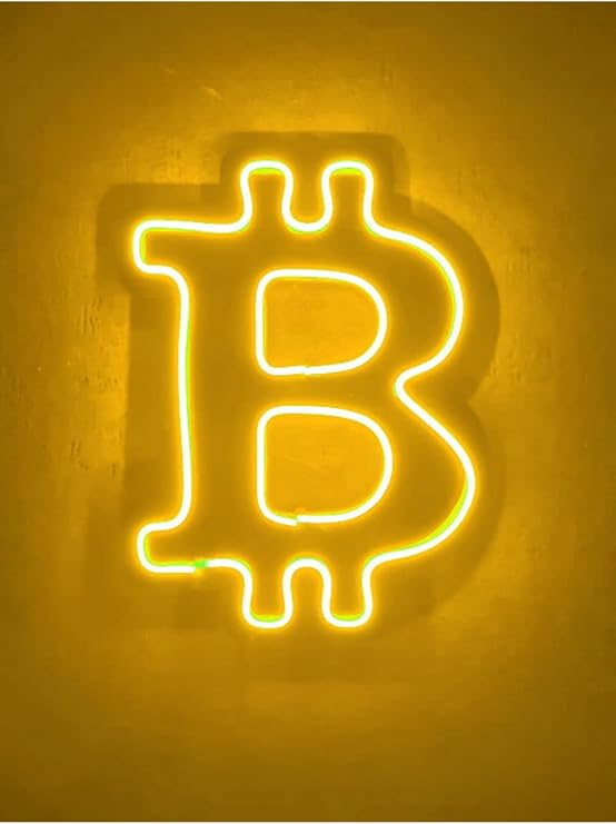 Bitcoin Neon Tabela BTC LED Dekoratif Kripto Para Duvar Aydınlatması Sarı 36x27 cm, btcneon