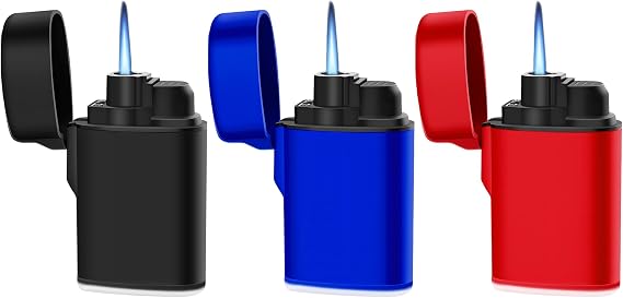 Mini Lighter Windproof Torch Jet Candle Lighter Plastic Refillable Butane Gadget for Men & Women, Pack 3 (Butane Included)