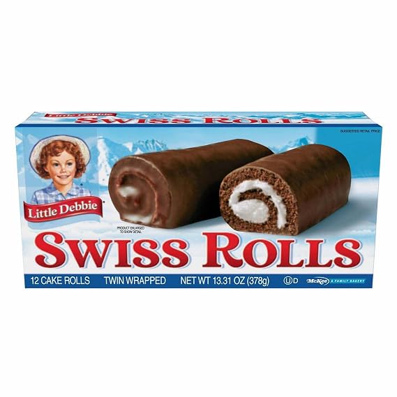 Litie Debie Swiss Rolls, 12 Twin-Wrapped Cake Rolls, 13.0 oz Box, Pack of 0ne (1)