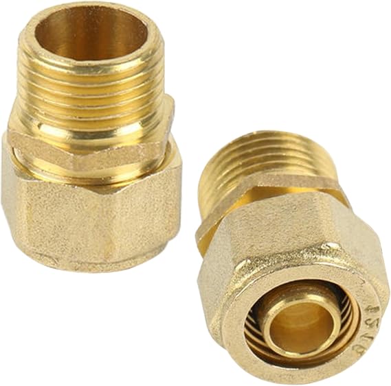 Screw Fitting Transition 20 mm x 3/4 AG Compression Fitting Brass Compression Connector Compression Fitting Transition for Multilayer Composite Pipe DVGW and Aluminium Composite Pipe Pack