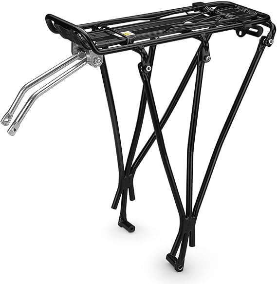 Flexzion Bike Rear Rack, 55 lbs Adjustable Bicycle Rear Rack for Back of Bike, Aluminum Bike Cargo Carrier for 26-28 Inch Wheels, Rear Mount Luggage Platform for Commuter, Touring & Cruiser Bikes