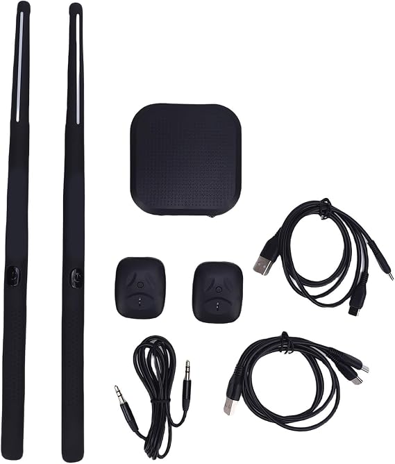 Air Drumsticks Portable Electronic Drum Kit with 8 Voices Pedal 3D Motion Sensor RGB Virtual Electronic Drumstick Kit with Foot Pedal