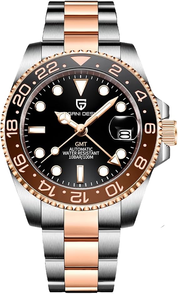 Pagani Design GMT Automatic Mechanical Men's Watch Rotating Ceramic Bezel Stainless Steel Watch with Date Function Men's Sport Watch