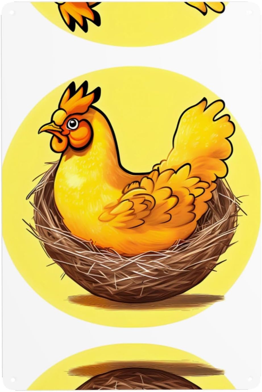 WHJDPP Birds Nest Golden Chicken Printed Tin decorative painting 8x12in Made of tinplate, wear-resistant and durable