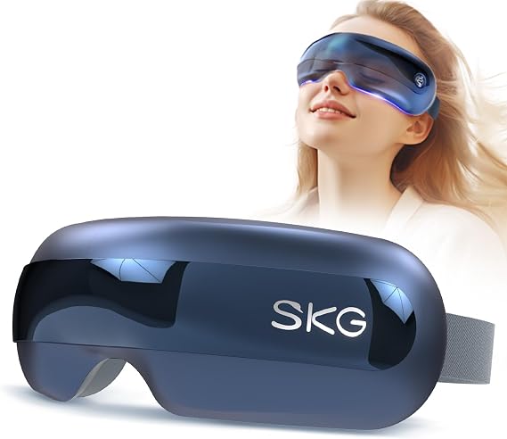 SKG Eye Massager with Heat, Bluetooth Heated Eye Massager for Strain Relief with Vision Window, Music, Soothing Eye Care Device to Relax Eyes, Best Fathers Days Dad Gifts for Dry Eyes, Dark Circles